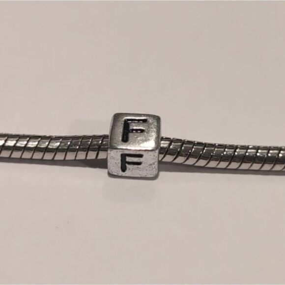 Silver F Spacer Charm for Pandora Style Bracelet - Picture 3 of 5